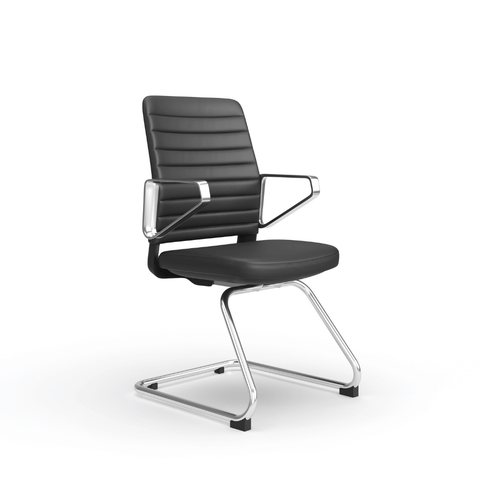 Honto-V Mid Back Leather Cantilever Chair