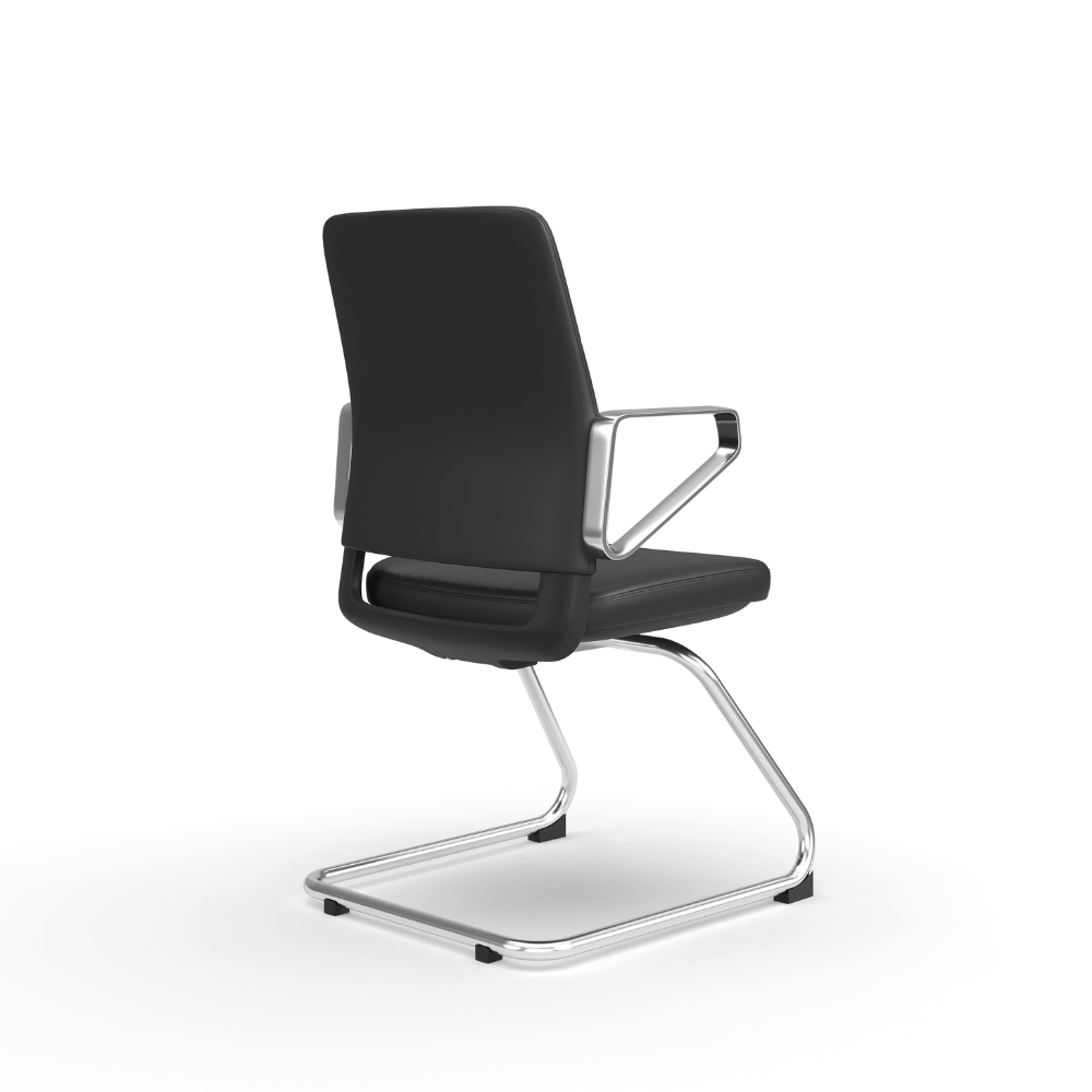 Honto-V Mid Back Leather Cantilever Chair