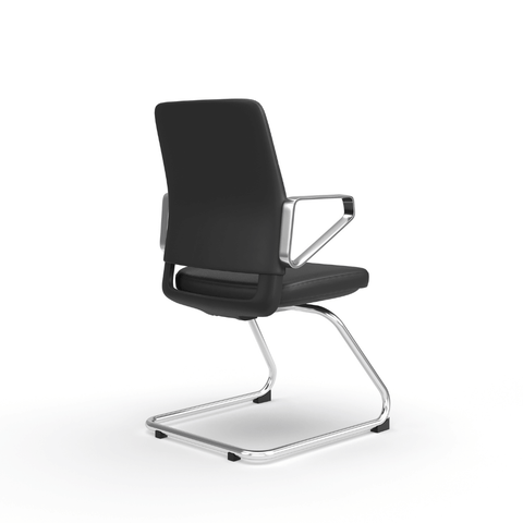 Honto-V Mid Back Leather Cantilever Chair
