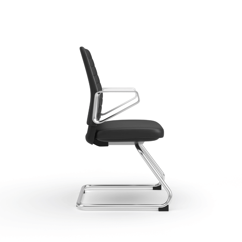 Honto-V Mid Back Leather Cantilever Chair
