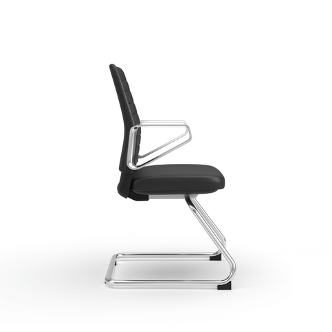 Honto-V Mid Back Leather Cantilever Chair