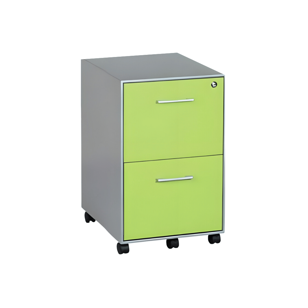 HPD2 2-Drawer Slim Edged Steel Mobile Pedestal Cabinet with Metal Handle - Gavisco Office Furniture