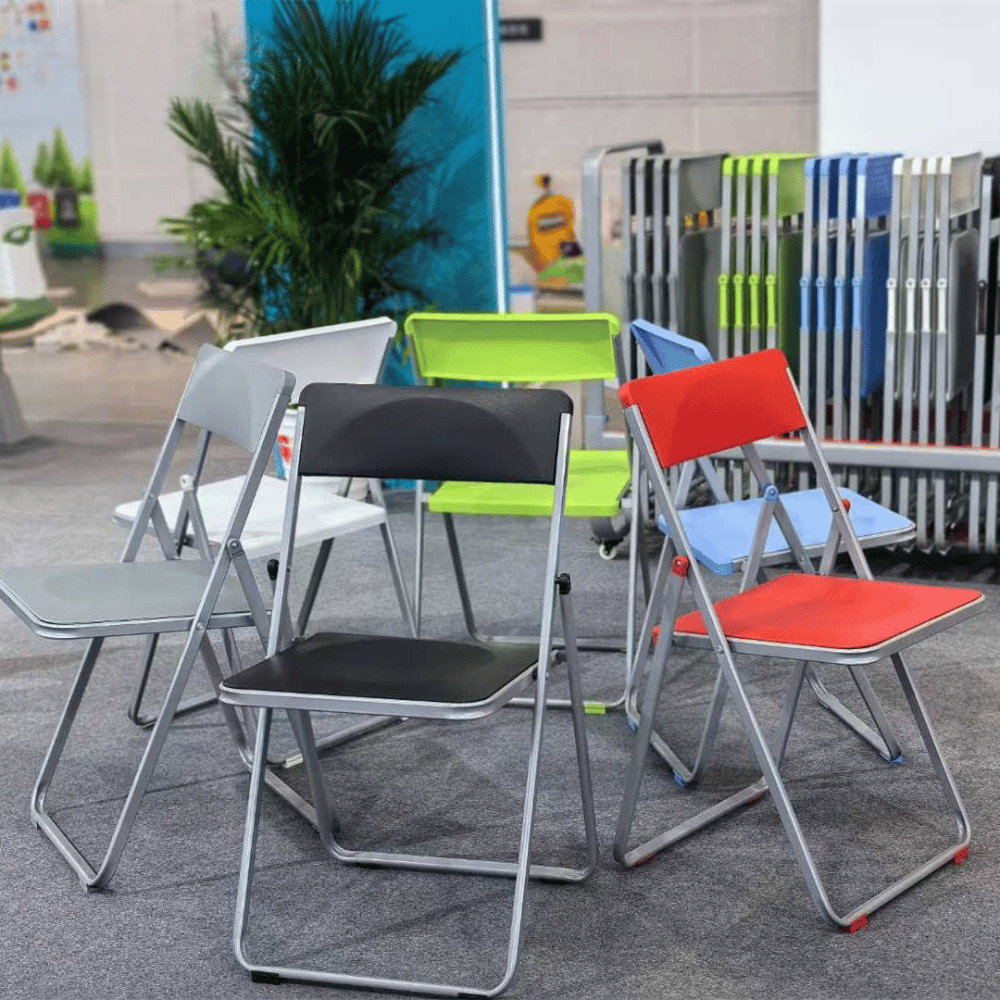 Hue Metal Folding Chair with Storage Cart