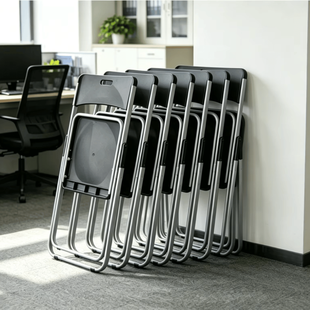 Hue Metal Folding Chair with Storage Cart