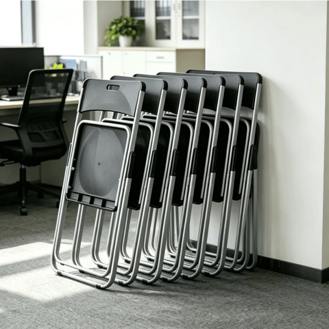 Hue Metal Folding Chair with Storage Cart