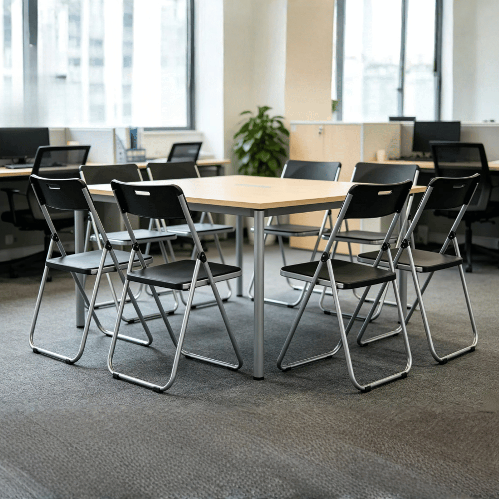 Hue Metal Folding Chair with Storage Cart