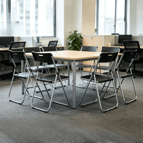 Hue Metal Folding Chair with Storage Cart
