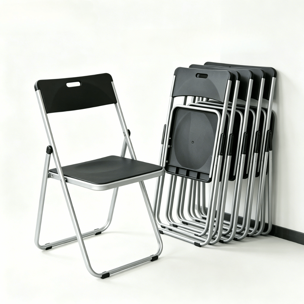 Hue Metal Folding Chair with Storage Cart