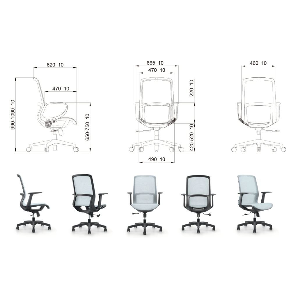 Jax-M Mid Back Modern Full Mesh Ergonomic Office Chair - Gavisco Office Furniture