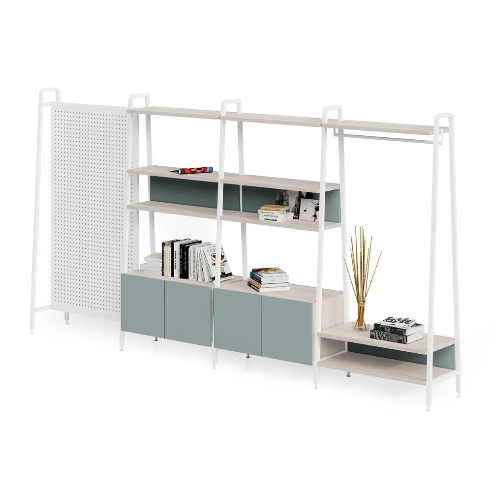Jazz-B Modular Open Rack Shelves Bookcase Cabinet with Pegboards and C ...