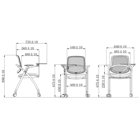 Jupiter-B Modern Stackable Training Chair with Writing Board