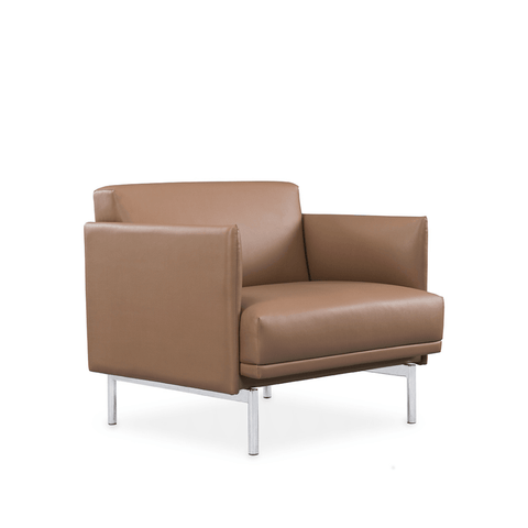 Kenneth Single Seater Genuine Leather Office Lounge Sofa - Gavisco Office Furniture