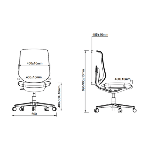 Kiwi Mid Back Office Armless Swivel Chair