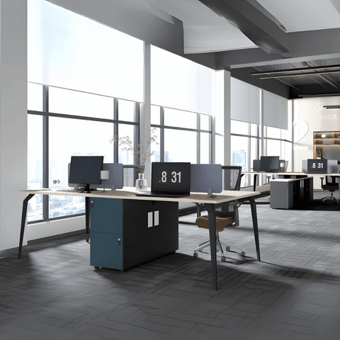 Langham-A Office Desk with Side Storage Cabinet and Desk Screen - Gavisco Office Furniture