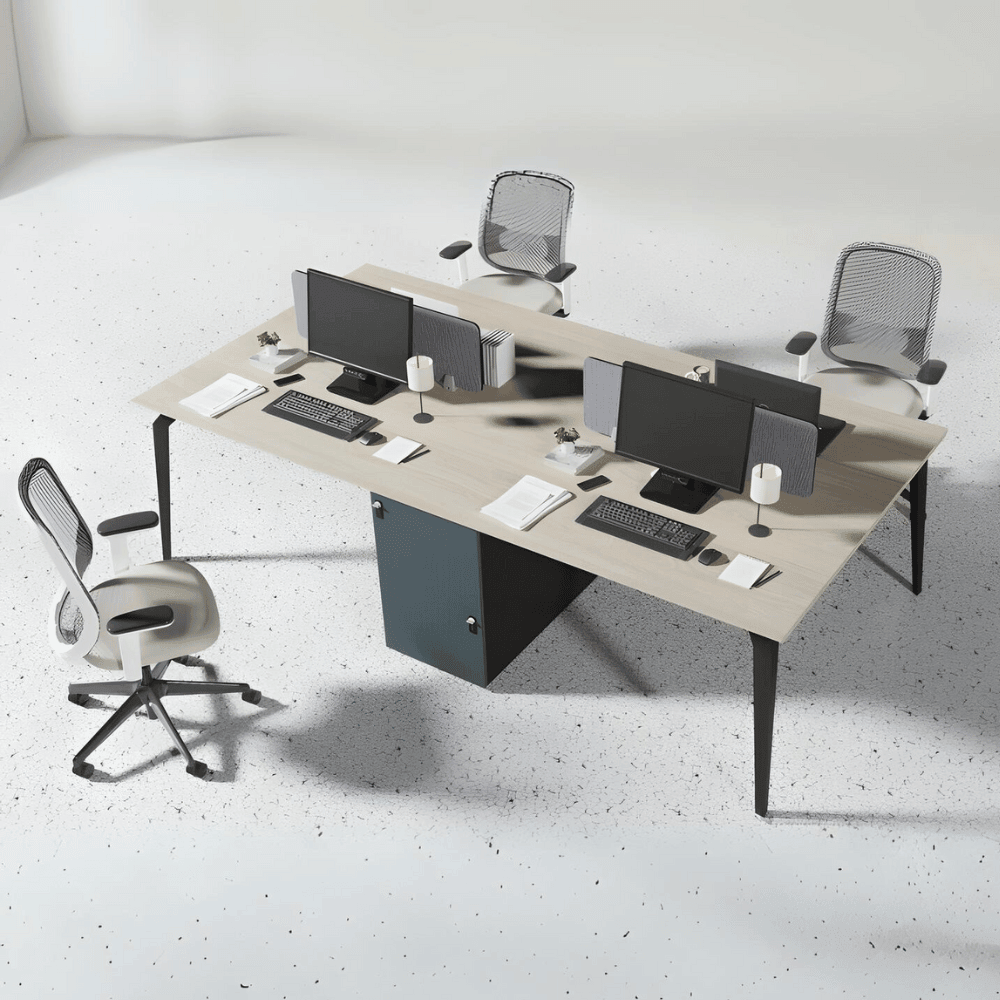 Langham-A Office Desk with Side Storage Cabinet and Desk Screen - Gavisco Office Furniture