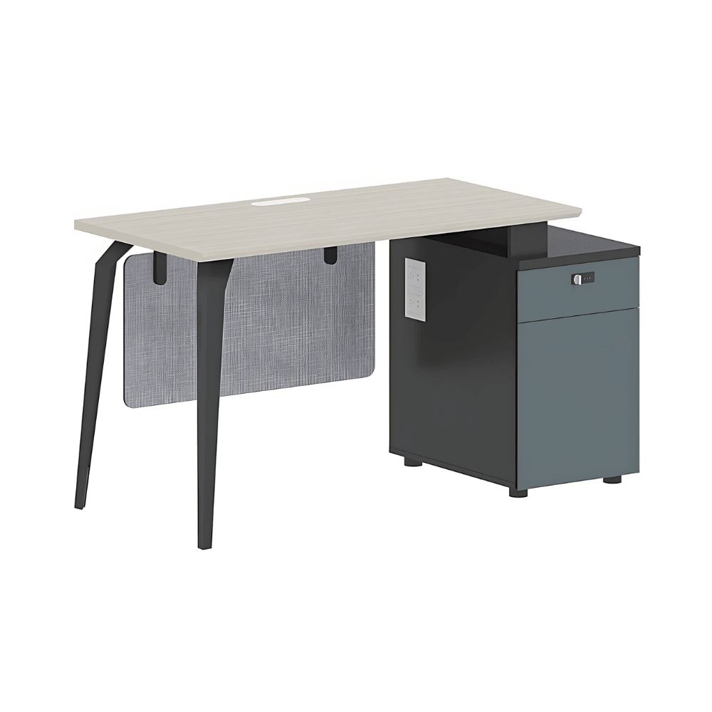 Langham-A Office Desk with Side Storage Cabinet and Desk Screen - Gavisco Office Furniture