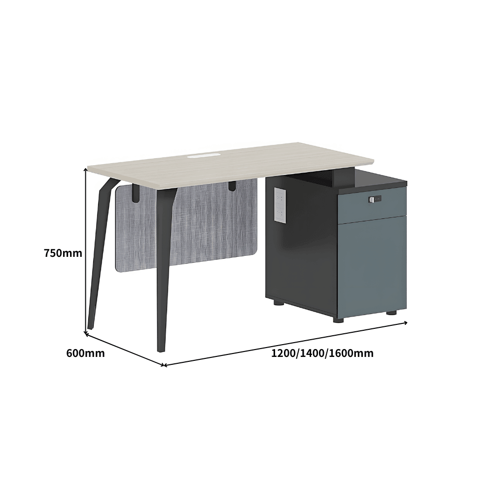 Langham-A Office Desk with Side Storage Cabinet and Desk Screen - Gavisco Office Furniture