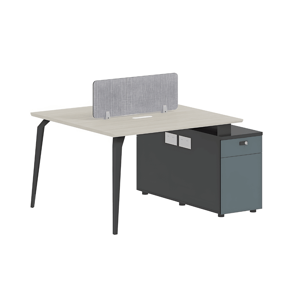 Langham-A Office Desk with Side Storage Cabinet and Desk Screen - Gavisco Office Furniture