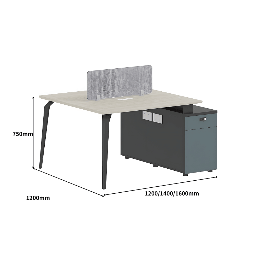 Langham-A Office Desk with Side Storage Cabinet and Desk Screen - Gavisco Office Furniture