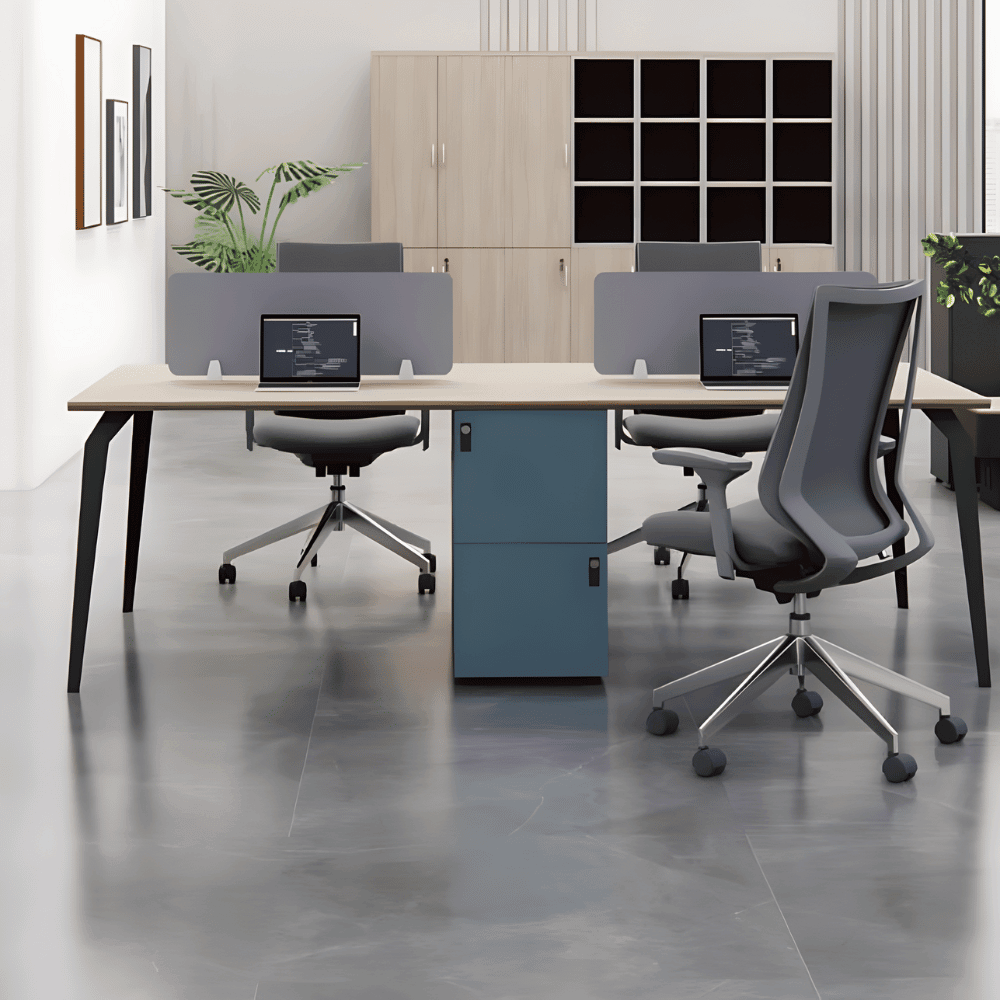 Langham-A Office Desk with Side Storage Cabinet and Desk Screen - Gavisco Office Furniture