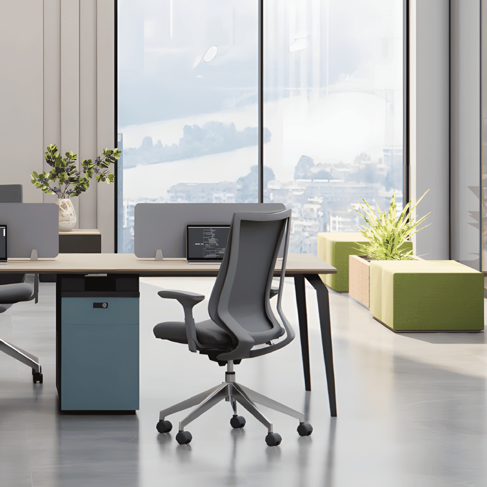 Langham-A Office Desk with Side Storage Cabinet and Desk Screen - Gavisco Office Furniture