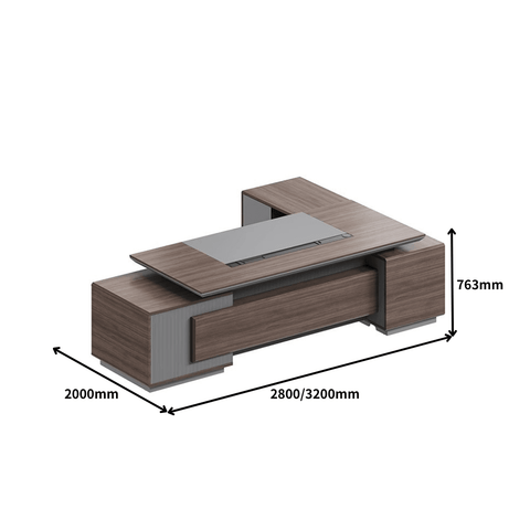 Lanka Luxury Wooden Office Executive Desk with Side Table and Storage Cabinet - Gavisco Office Furniture