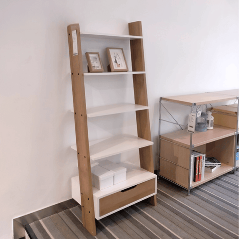 Lily-B Wooden Ladder Bookcases Magazine Rack with Drawers