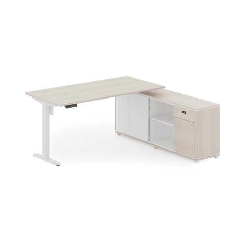 Lofty-F2E Executive Electric Standing Desk with Side Return Cabinet