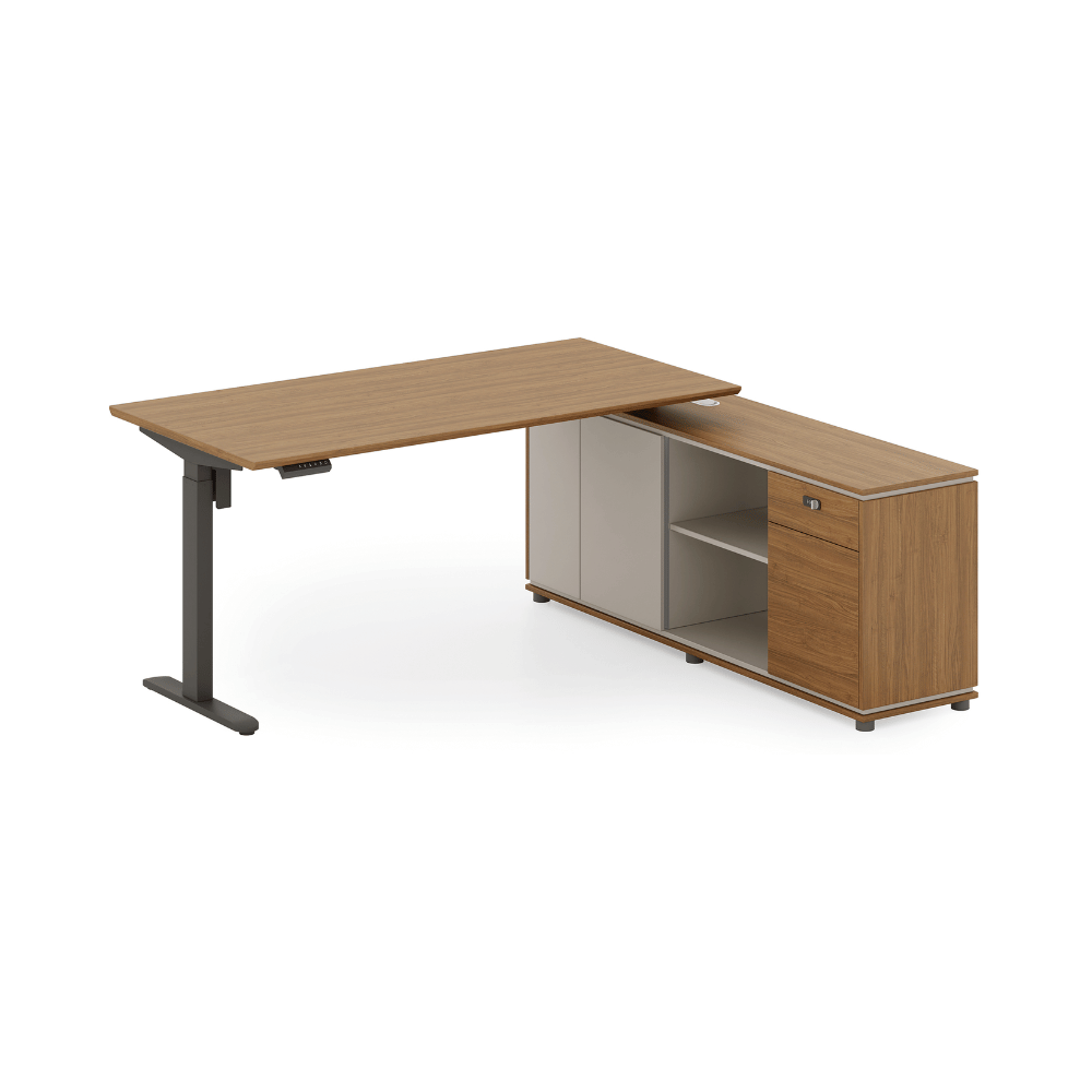 Lofty-F2E Executive Electric Standing Desk with Side Return Cabinet