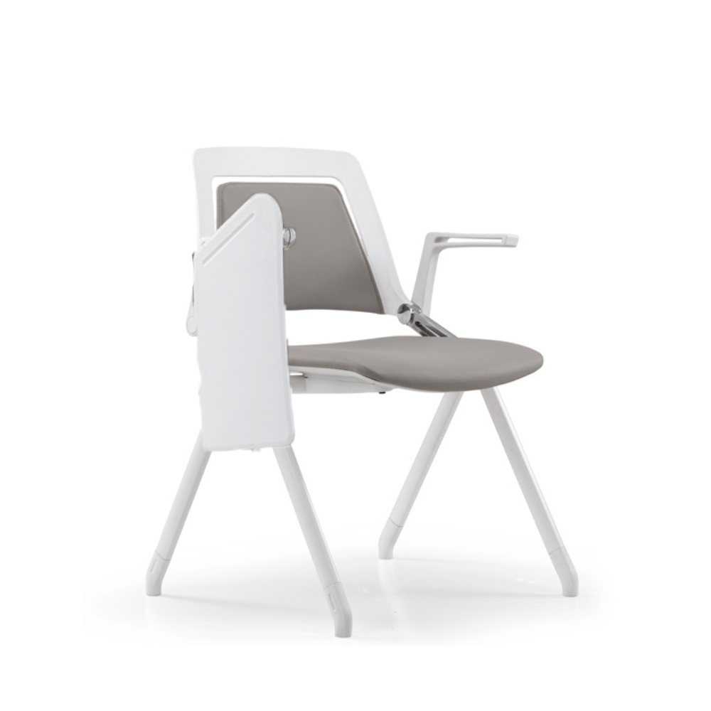 Lola-B Stackable Leather Training Chair with Flip Armrest and Writing Board - Gavisco Office Furniture