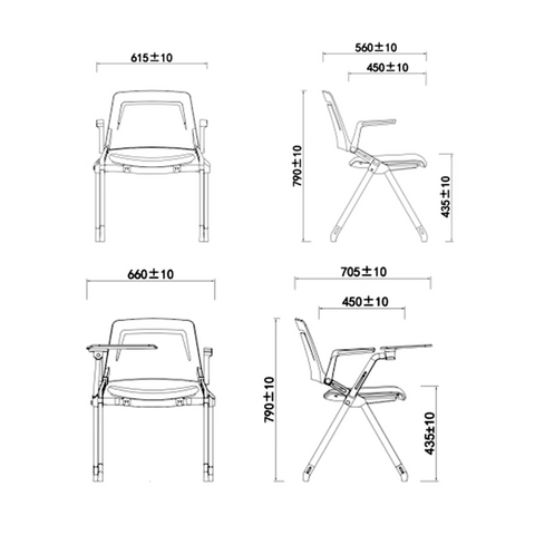 Lola-B Stackable Leather Training Chair with Flip Armrest and Writing Board - Gavisco Office Furniture