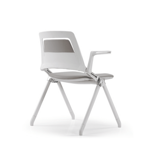 Lola-A Stackable Leather Training Chair with Flip Armrest - Gavisco Office Furniture