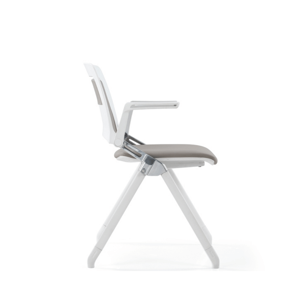 Lola-A Stackable Leather Training Chair with Flip Armrest - Gavisco Office Furniture