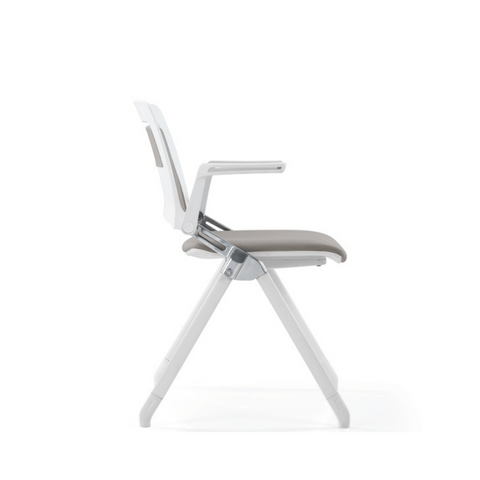 Lola-A Stackable Leather Training Chair with Flip Armrest - Gavisco Office Furniture