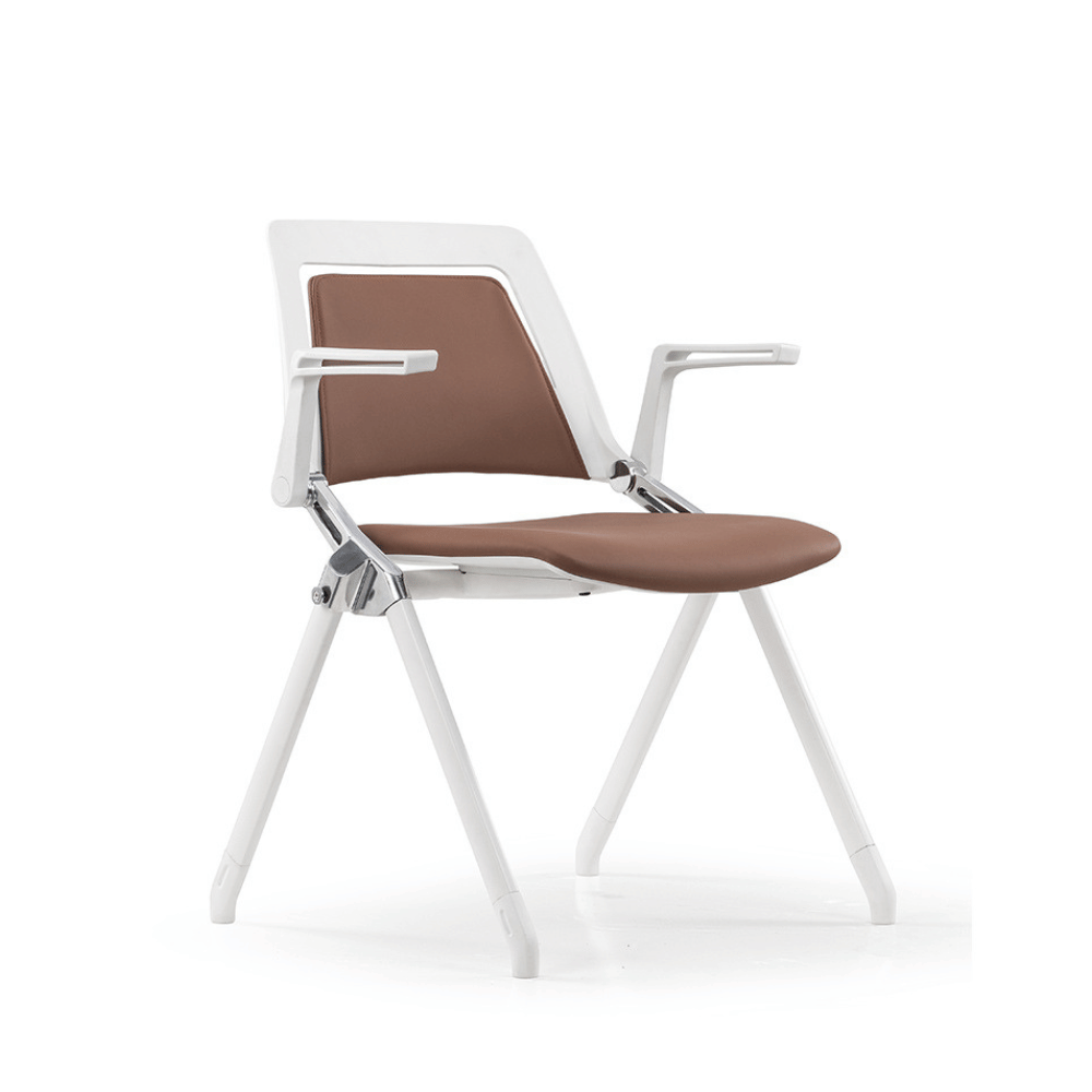 Lola-A Stackable Leather Training Chair with Flip Armrest - Gavisco Office Furniture