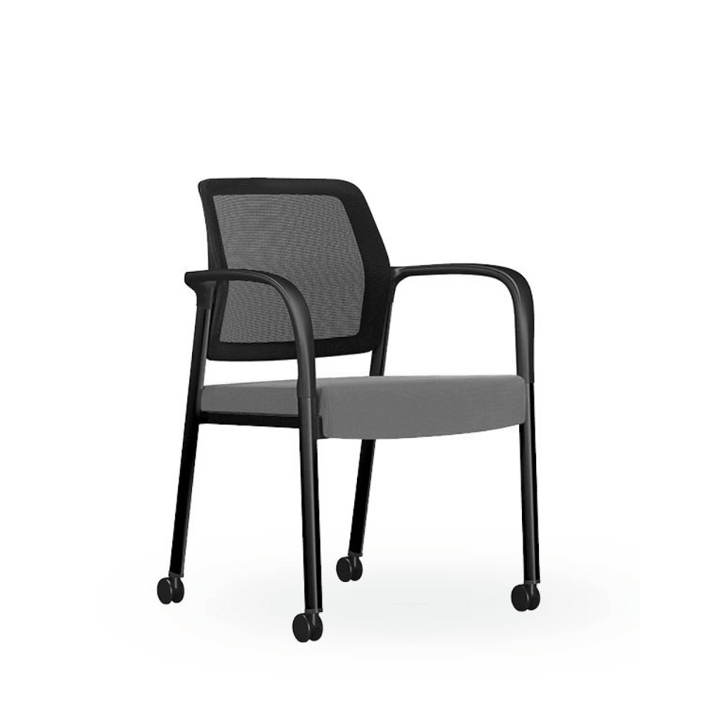 Lubby-B Cushion Seat Stackable Training Chair with Armrest & Wheels - Gavisco Office Furniture