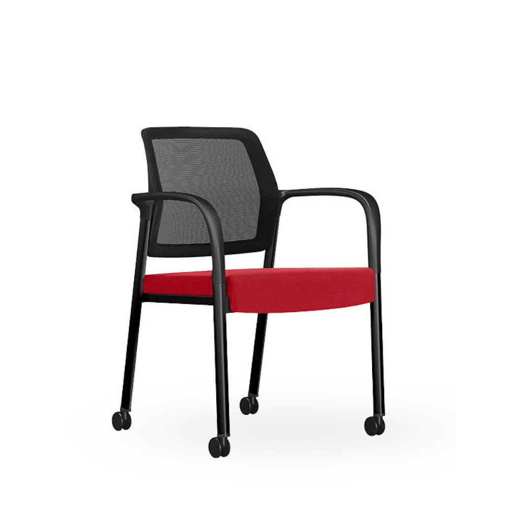 Lubby-B Cushion Seat Stackable Training Chair with Armrest & Wheels - Gavisco Office Furniture