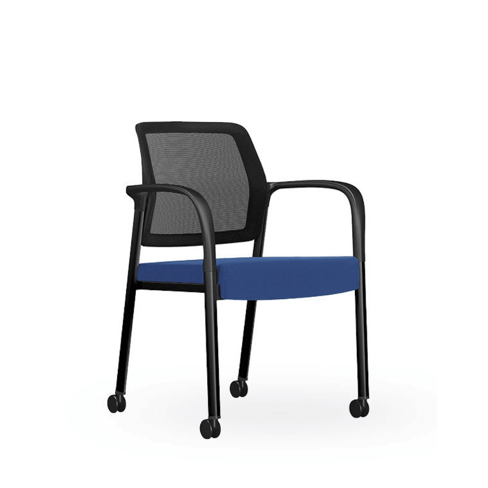 Lubby-B Cushion Seat Stackable Training Chair with Armrest & Wheels - Gavisco Office Furniture