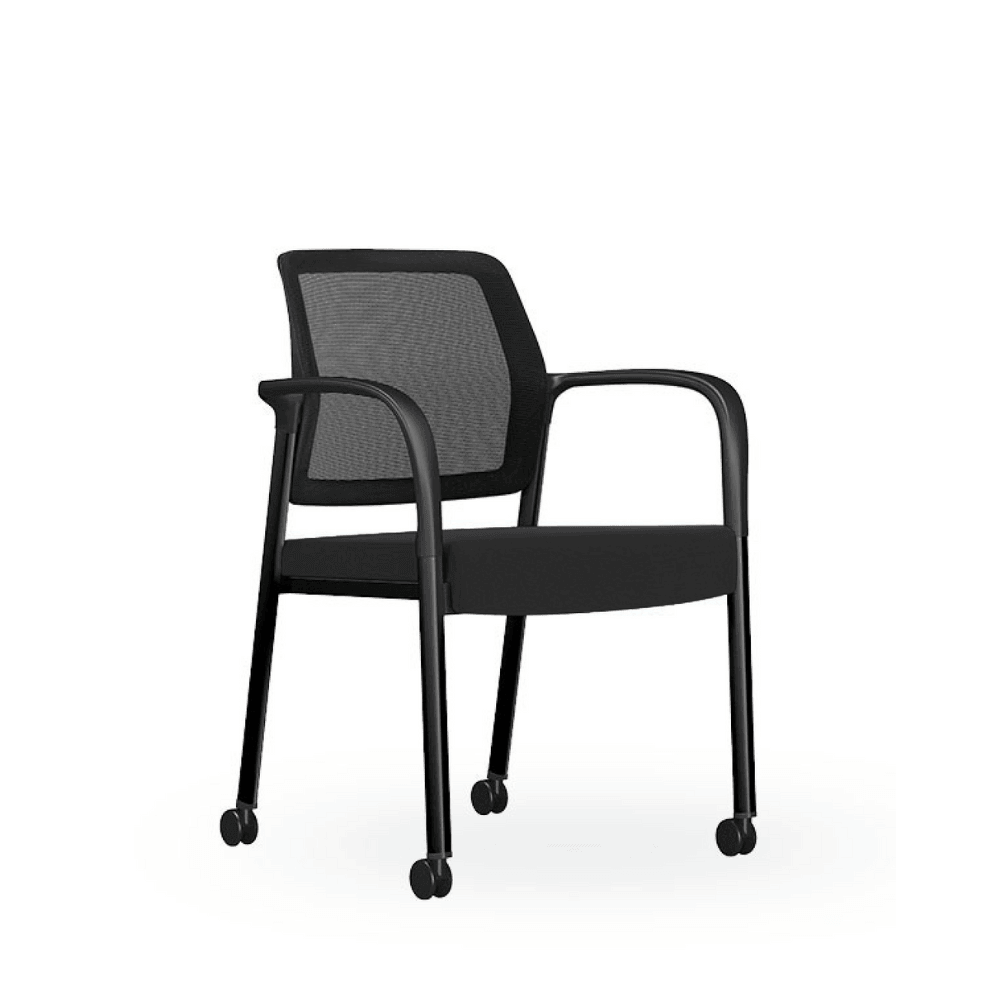 Lubby-B Cushion Seat Stackable Training Chair with Armrest & Wheels - Gavisco Office Furniture