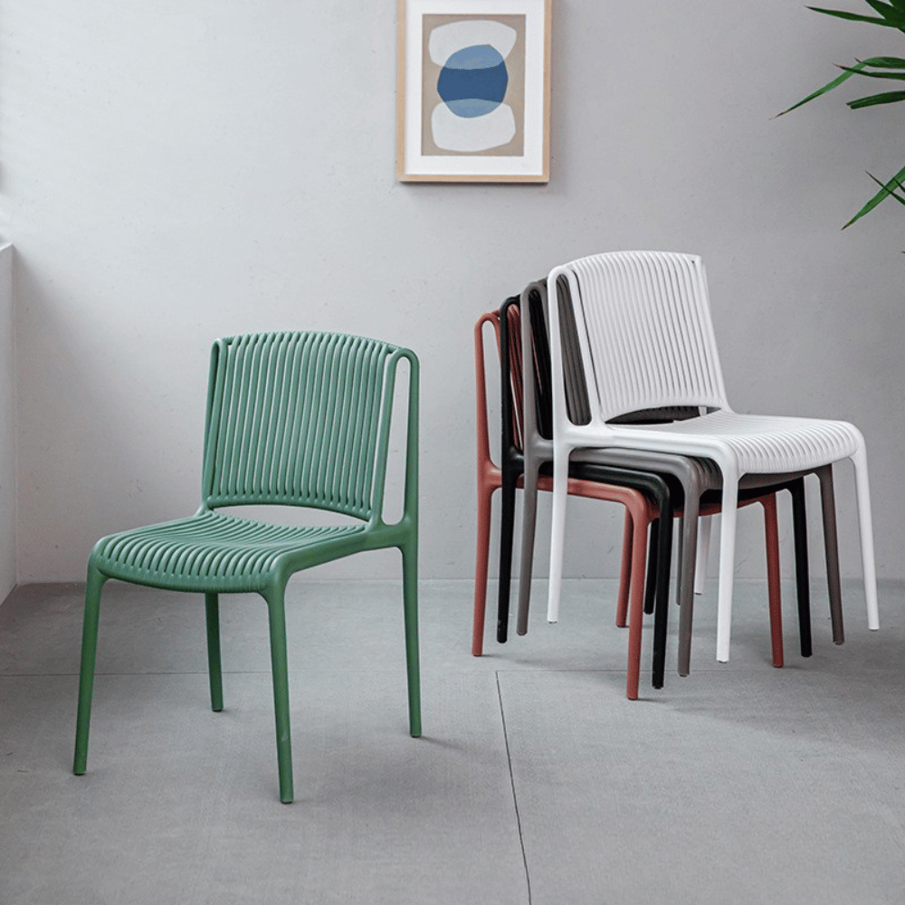 Lupin Plastic Rattan Stackable Outdoor Side Chair