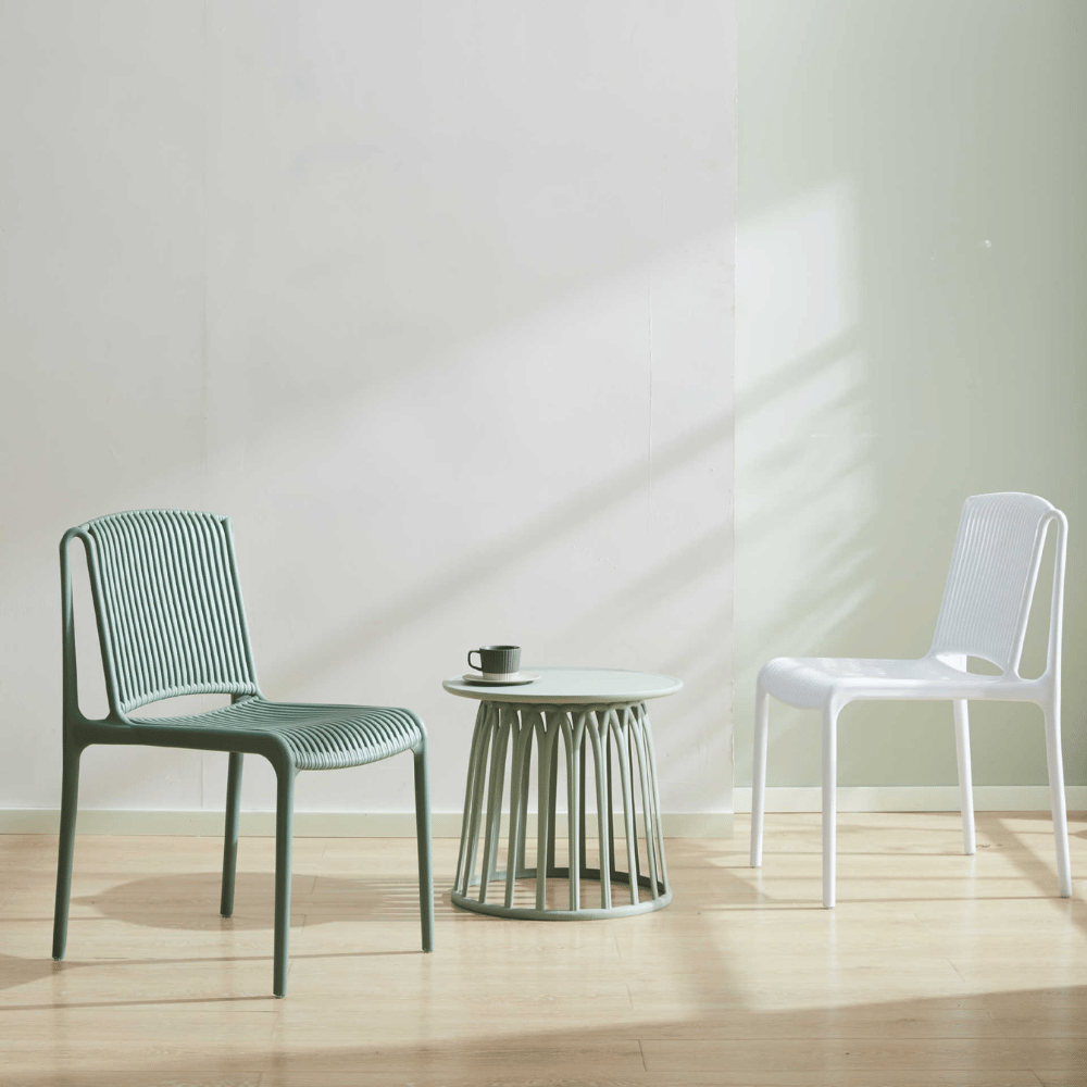 Lupin Plastic Rattan Stackable Outdoor Side Chair
