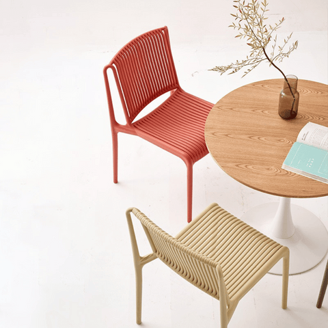 Lupin Plastic Rattan Stackable Outdoor Side Chair