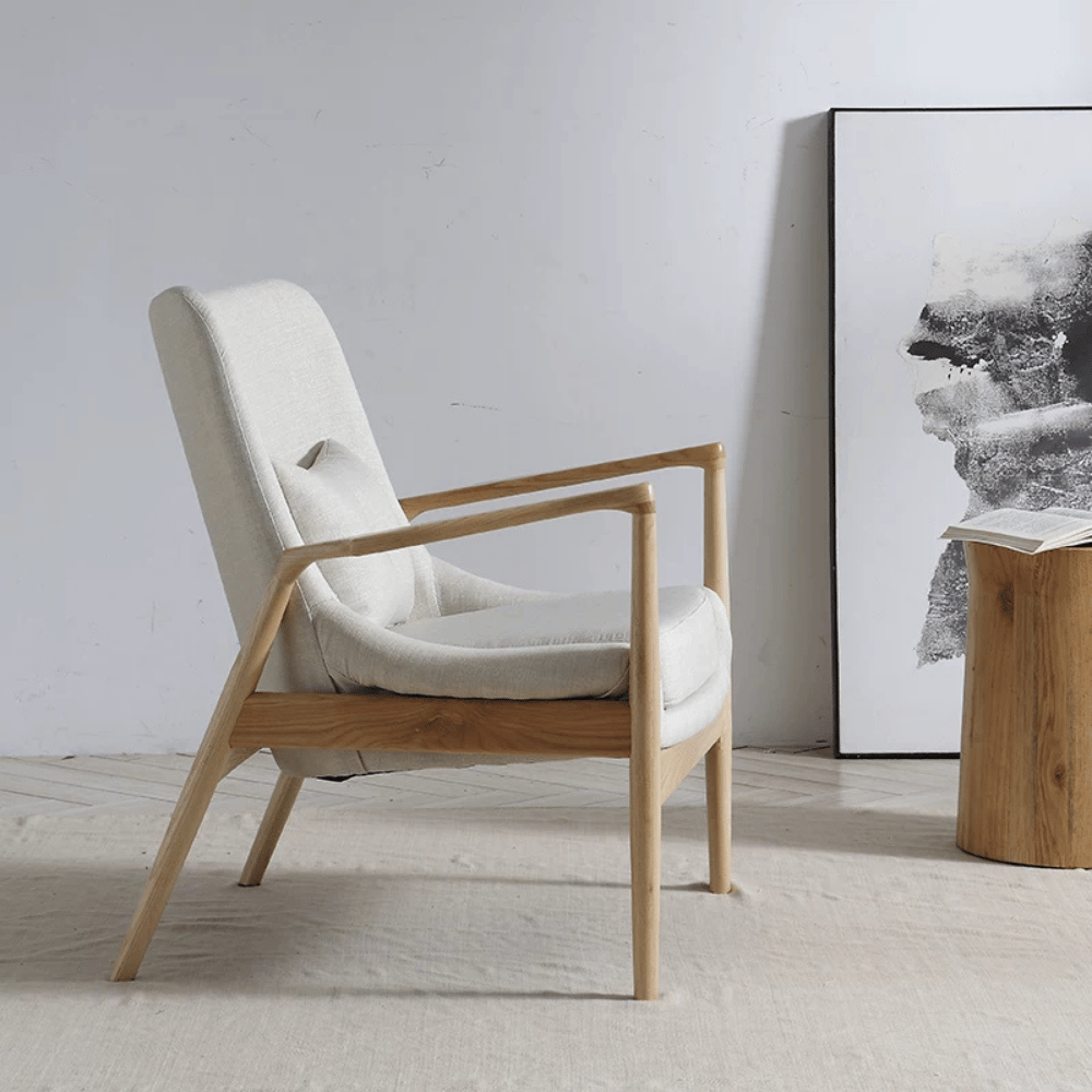 Lynn Fabric Solid Wood Lounge Armchair