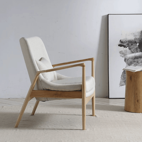 Lynn Fabric Solid Wood Lounge Armchair