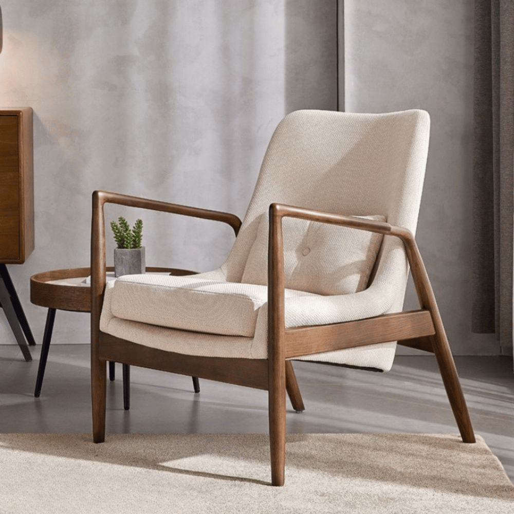 Lynn Fabric Solid Wood Lounge Armchair