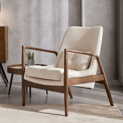 Lynn Fabric Solid Wood Lounge Armchair