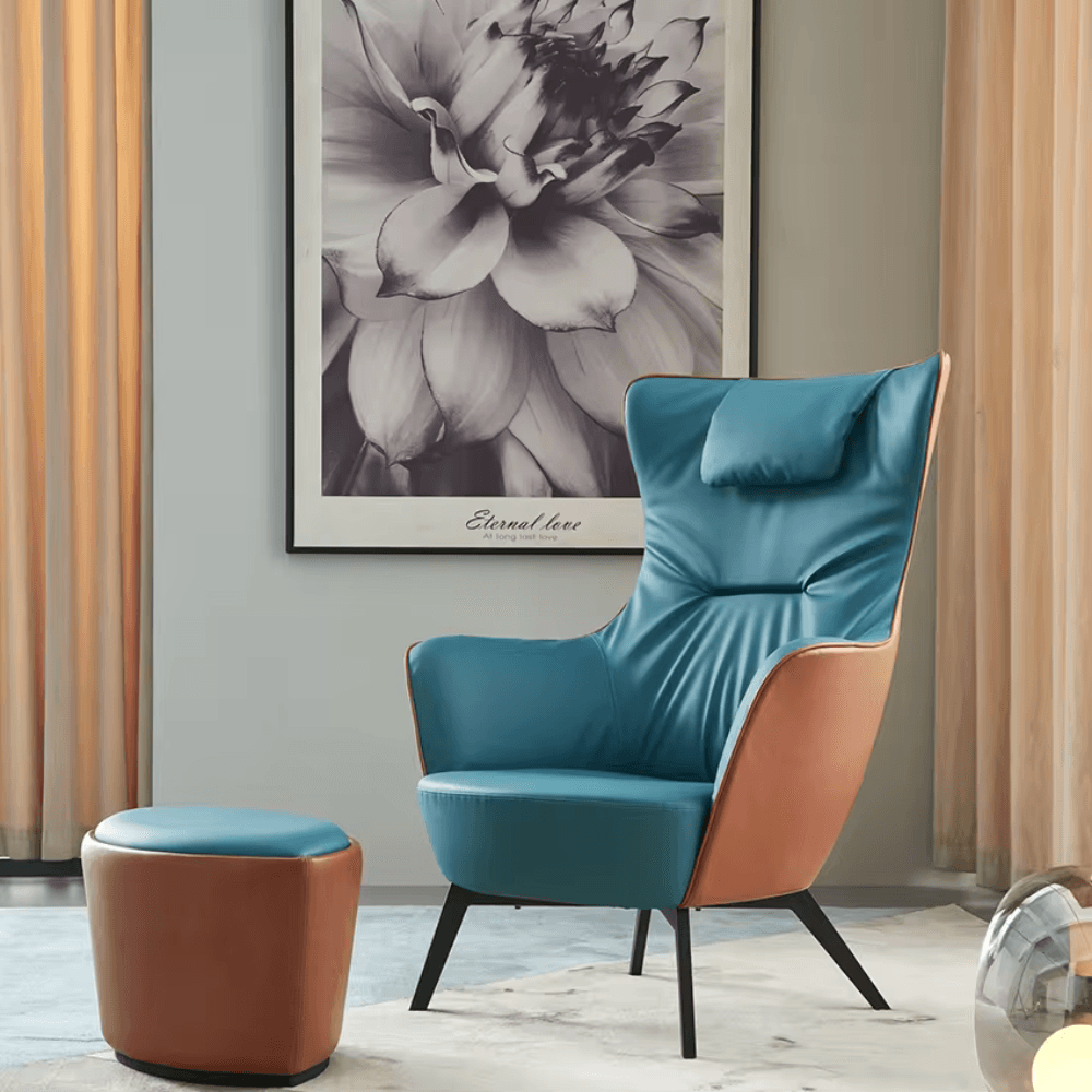 Mamy High Back Designer Leather Office Lounge Leisure Armchair with Ottoman - Gavisco Office Furniture