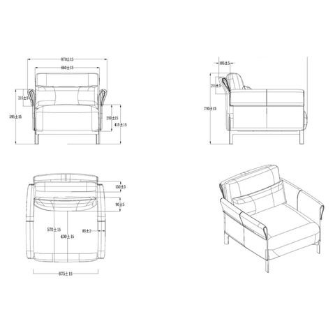 Marsala Single Seater Modern Office Leather Lounge Sofa