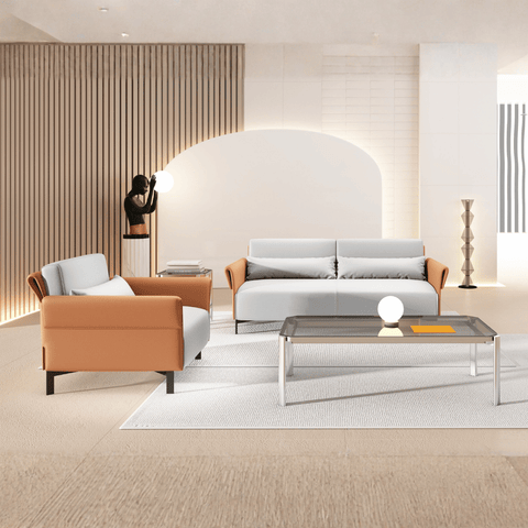 Marsala Three Seater Modern Office Leather Lounge Sofa