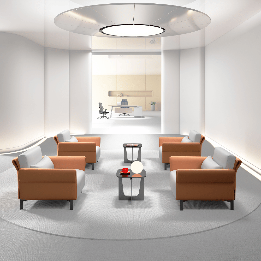 Marsala Three Seater Modern Office Leather Lounge Sofa